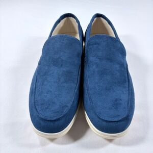 Old Money Mens Blue Faux Suede Slip On Loafers Size 45 US 12 Casual Flats